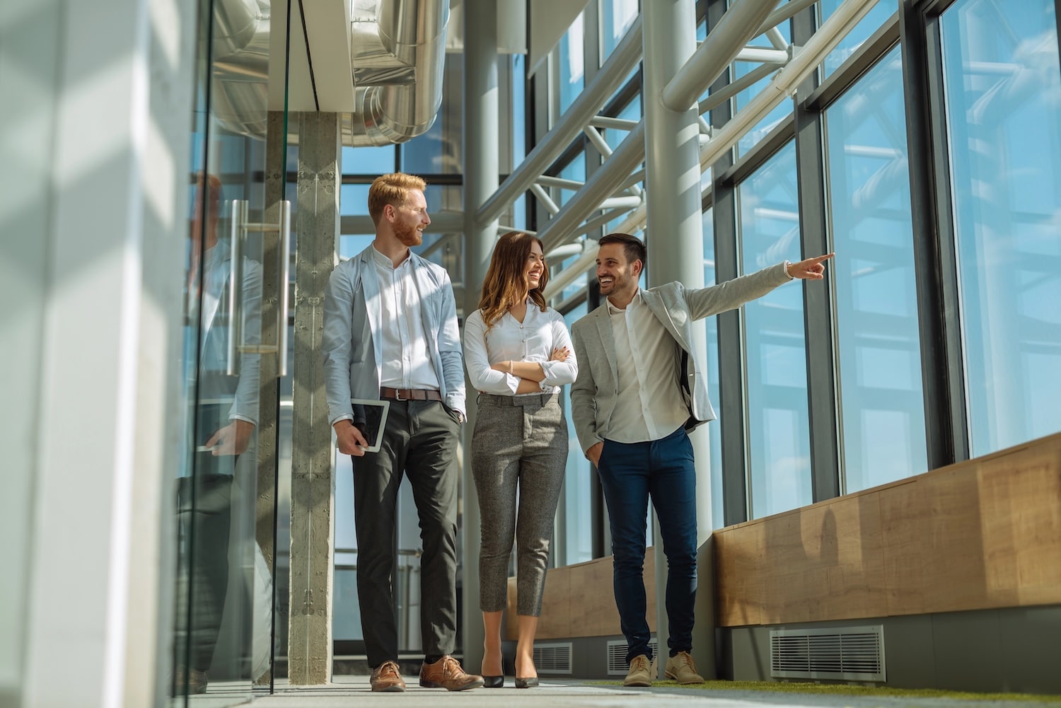 Business owners looking at real estate with a professional